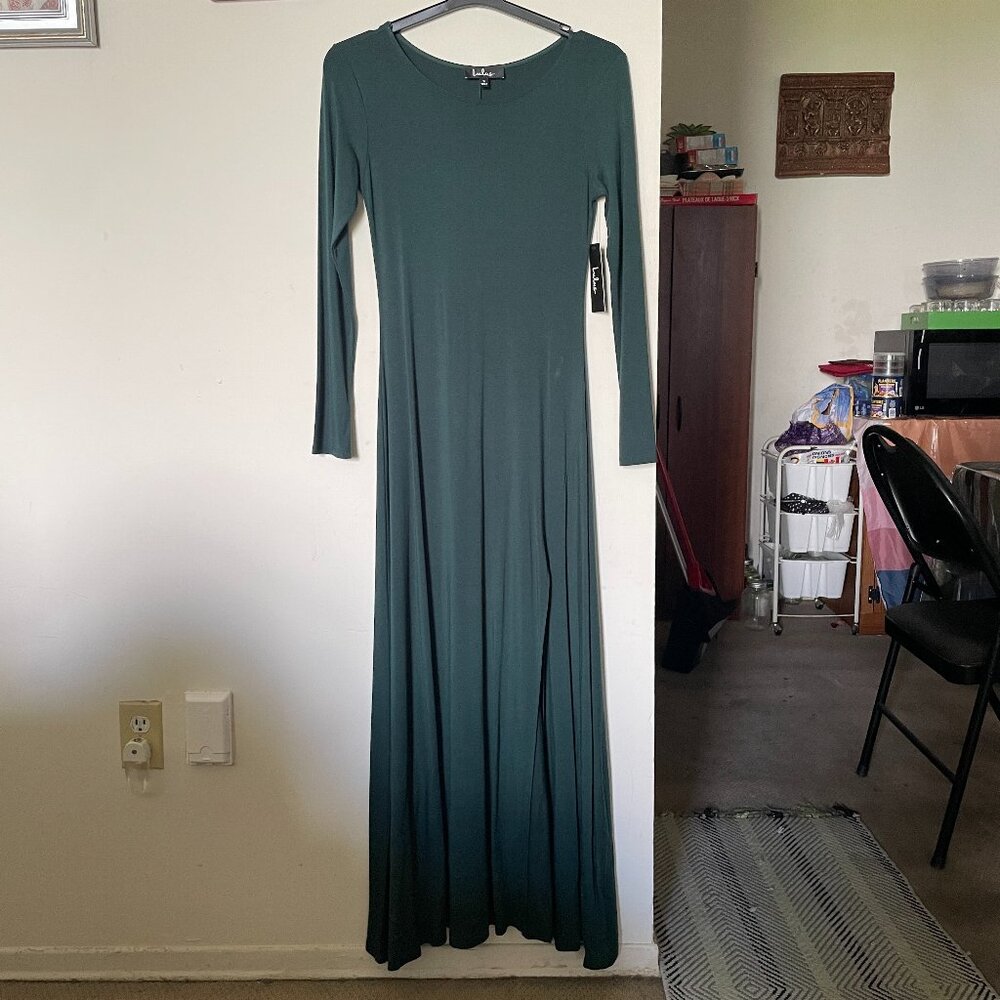 Lulu's "Swept Away" Forest Green Longsleeve Maxi Dress